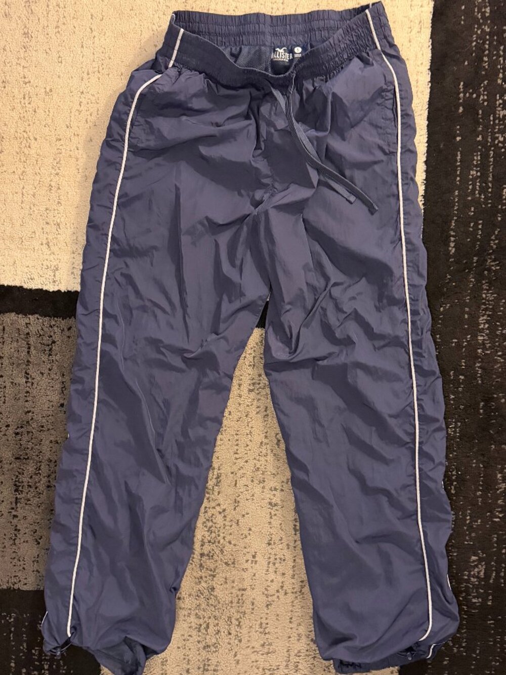 Hollister Navy Nylon Track Pants Men’s Small Y2K Windbreaker Joggers